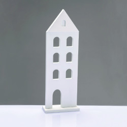 ^WOODEN DECORATIVE WHITE HOUSE  ΜΟΤΙΦ 11.5*5*33,5cm^  -X063367